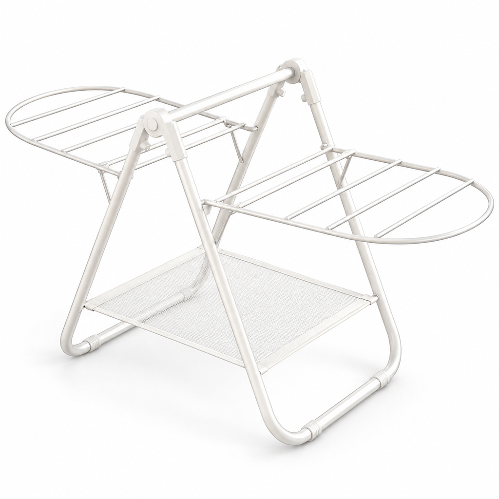 White Foldable Baby Clothes Drying Rack, 37.4 in
