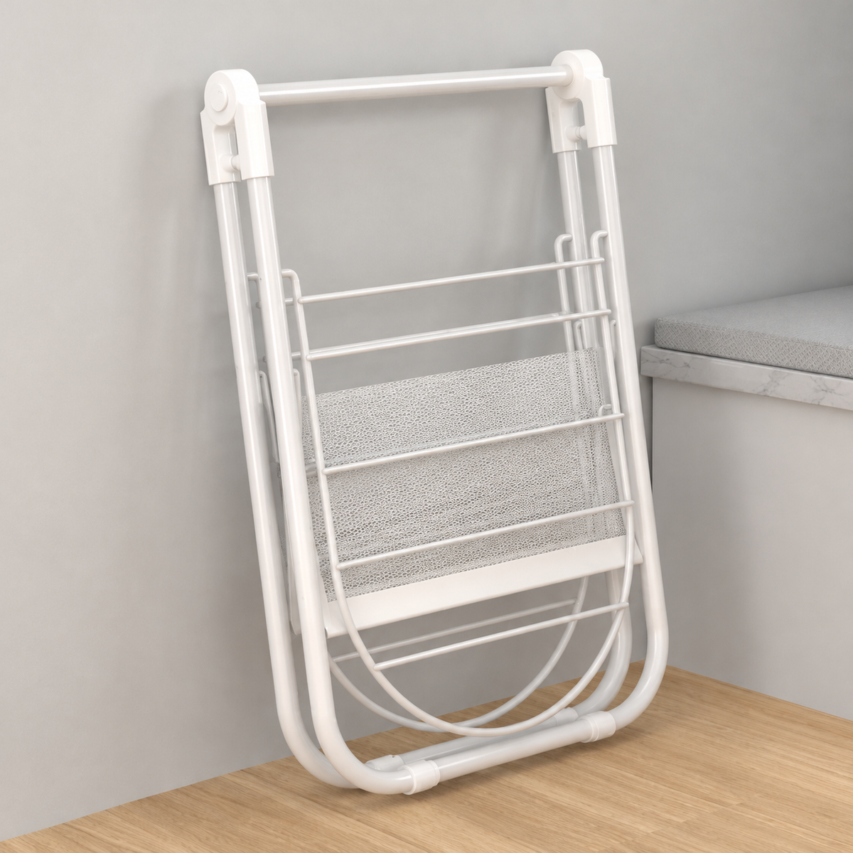 White Foldable Baby Clothes Drying Rack, 37.4 in