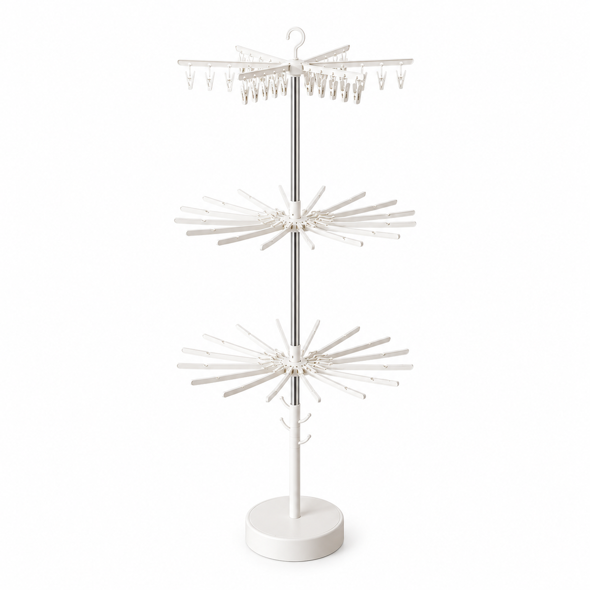 White Baby Clothes Drying Rack with Clips, 66 in