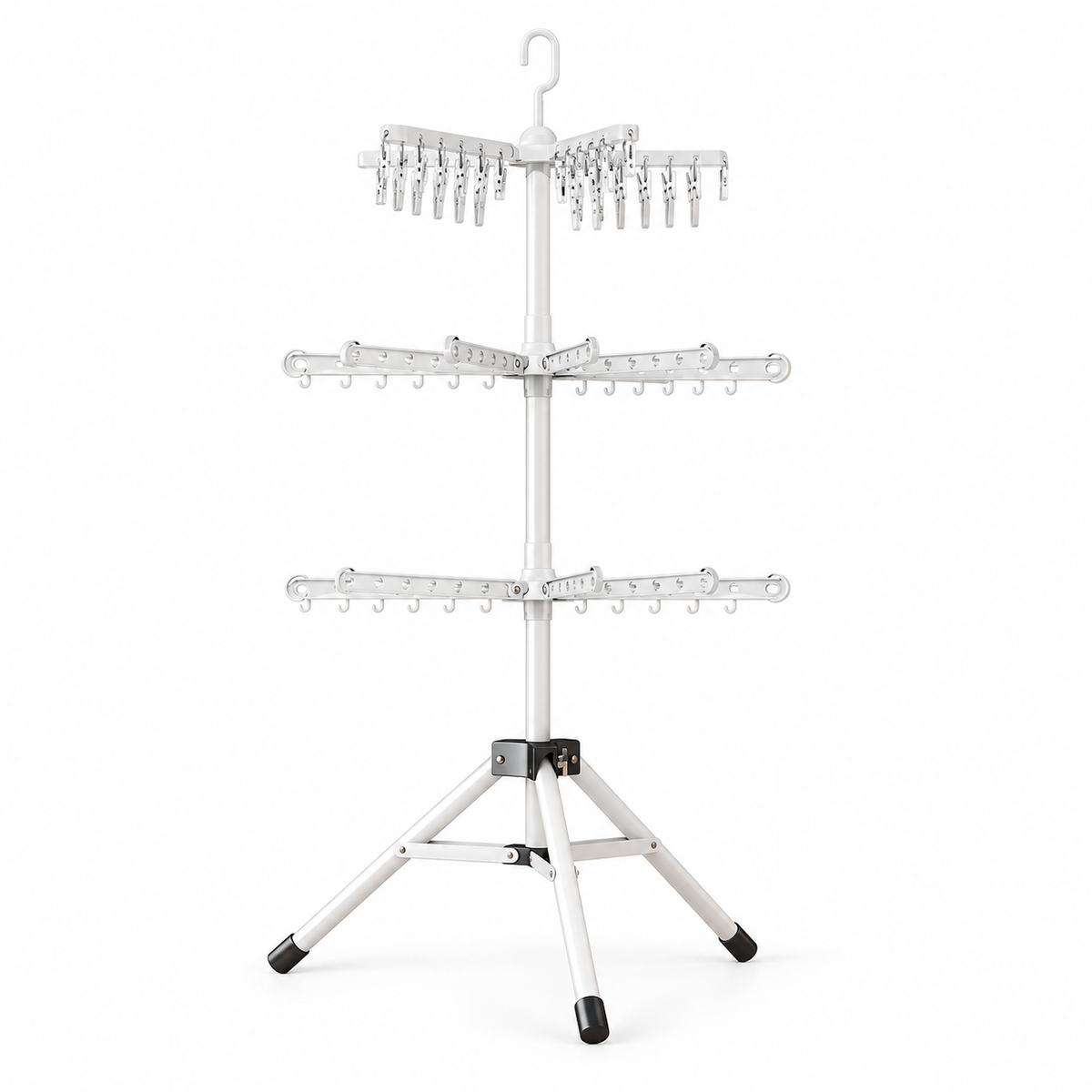 Folding Baby Clothes Drying Rack, White, 3-Tier Design