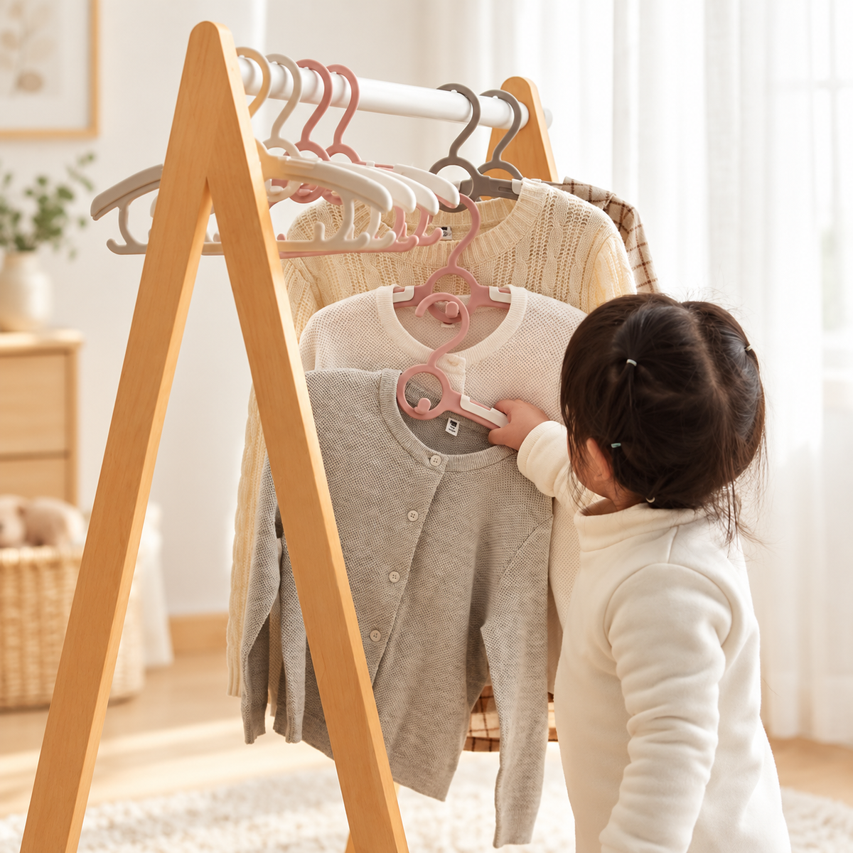 22-Pack Adjustable Kids Hangers, 11–14 in, 3 Colors